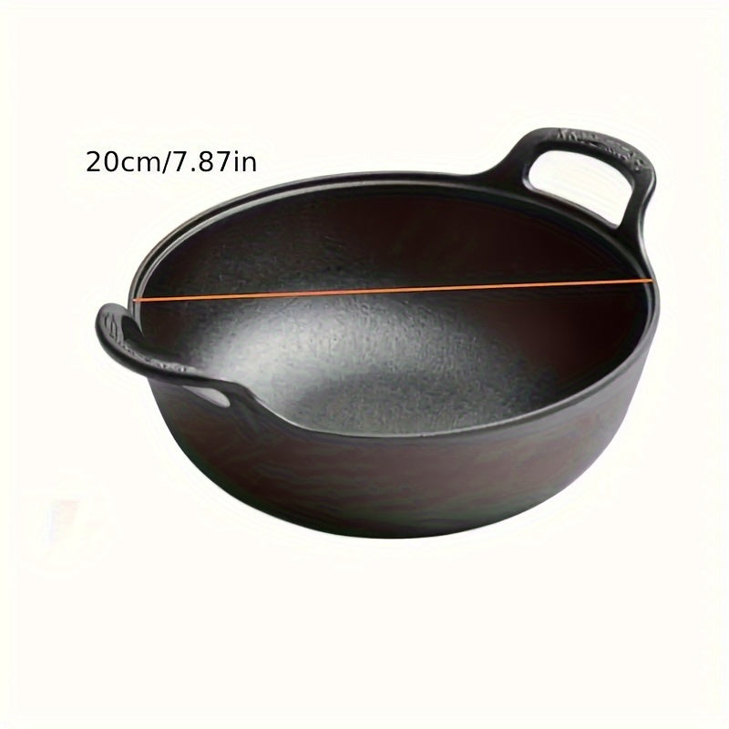 Heavy Duty Cast Iron Skillet 7.87in 20cm Dual Handle Nonstick No Lid Even Heat for Home BBQ Camping Oven Stovetop Grilling Steaks Baking