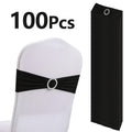 Chair Sashes 100-Pack – Milk Fiber & Spandex Stretch Sash Bands with Buckle, Snap-Back Elasticity, Wedding Party Banquet Decor, 8 Colors
