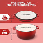 6 Quart 2-in-1 Enameled Cast Iron Dutch Oven and Casserole Nonstick Oven Safe 500°F Dual Handles All Stovetops Bread Baking Cooking Stewing
