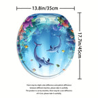 4pcs Sea Dolphin Coral Shower Curtain Set Blue Ocean Undersea World Fish Seaweed - 12 Hooks Toilet Lid Cover Non-Slip U-Shape Bath Mat Machine Washable | Nuvia Haven