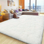 Fluffy Shag Area Rug for Living Room & Bedroom – Soft Non-Slip Plush White Carpet, Cozy Modern Indoor Shaggy Floor Mat, 4x6 5x7 6x9 8x10 ft Large Home Decor Rug