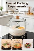 Borosilicate Glass Pots with Lids Set of 2 Stovetop Safe 78Oz & 54Oz Saucepan for Soup Ramen Milk Heat Resistant