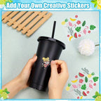 25-Pack Reusable Party Cups 24oz with Lids, Straws & Dust Plugs – Large Plastic Tumblers for Iced Coffee Smoothies Cold Drinks, Includes Cleaning Brush, Multiple Colors