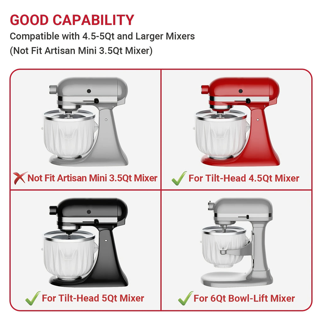 Ice Cream Maker Attachment for KitchenAid Stand Mixer | 2-Quart Frozen Yogurt, Ice Cream, Sorbet & Gelato Maker | Compatible with KitchenAid 4.5 Qt & Larger