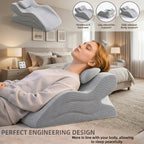 Ergonomic Backrest Pillow for Bed Reading - Multi-Purpose Support Pillow Neck Back Rest Removable Washable Cover Sleeping Reading Office Lounge