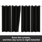 Rod Pocket Blackout Curtains 4 Panels Heavy Duty Coated Lining for Bedroom, Living Room & Office – Modern Room Darkening Thermal Drapes, 2 Sizes