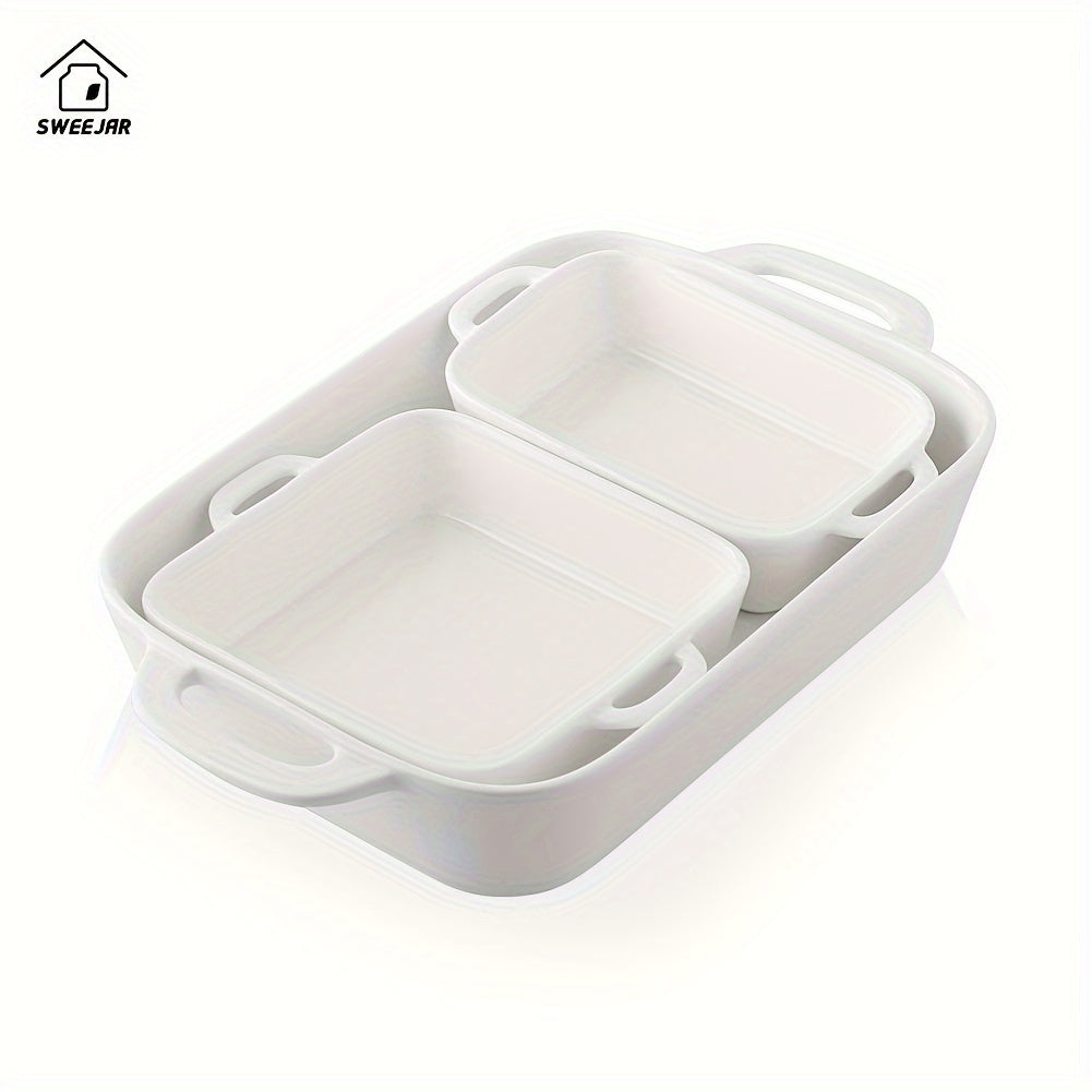 Porcelain Rectangular Baking Dish 12.8 x 8.9 Inch Ceramic Bakeware for Cakes Dinners Casseroles & Banquets - Oven Safe Roasting Pan