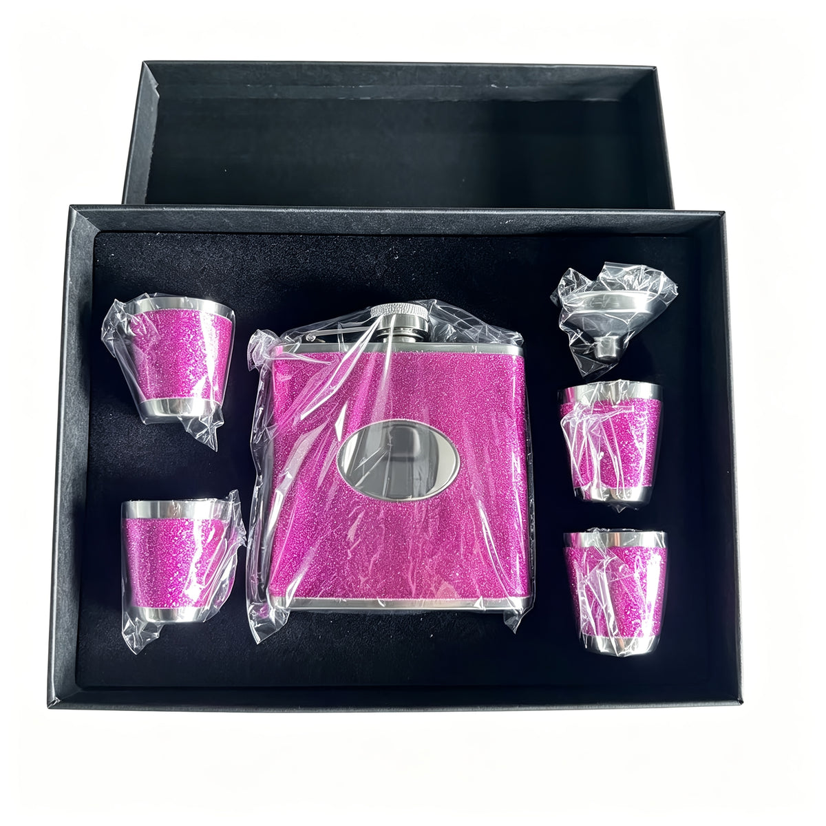 Whiskey Bottle Gift Set with Leather Case for Women – 6oz Stainless Steel Flask, 4 Glasses & Filter, Holiday Christmas Valentine's Day Gift for Girlfriend, Mom & Bar Lovers