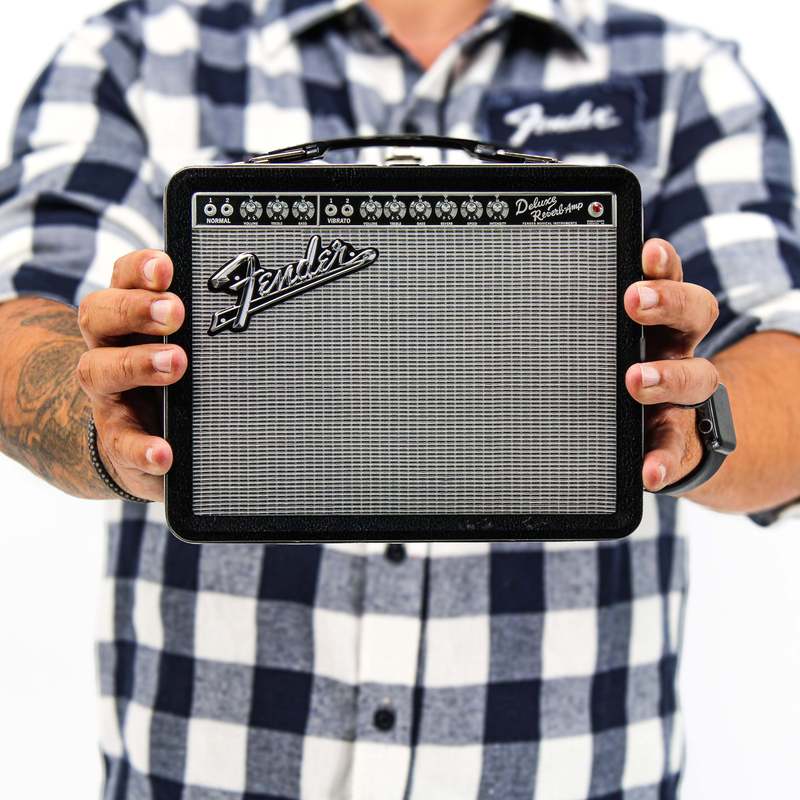 Fender Amp Tin Lunch Box Collectible Storage with Raised Embossed Art - Music Fan Gift Box for Accessories, Toys & Collectibles