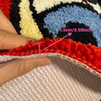 Heart Shaped Plush Bathroom Mat with Eye Pattern - Non-Slip Absorbent Irregular Bath Rug, 20.47" x 24.4", Decorative Bathtub Foot Pad for Valentine's Day, Bedroom & Home Decor