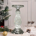 LED Swirling Candle Holder with On/Off Switch – Polished Acrylic Pedestal Base for 3-Wick Candles, Elegant Home Décor & Holiday Gift, Silver & Gold