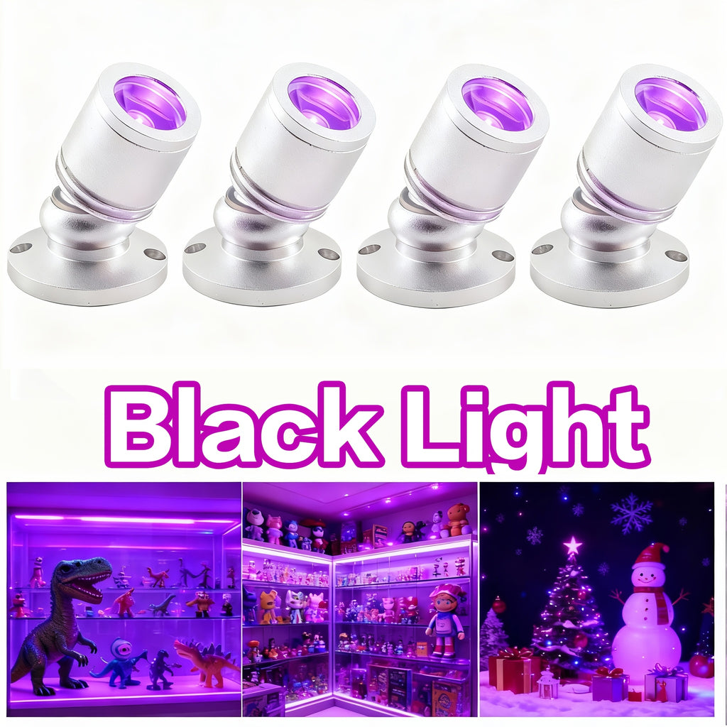 USB UV Black Light LED Mini Spotlights – Connectable 1W UV-A Blacklight for Glow Party, Bedroom Decor, Posters, Halloween & Pet Urine Detection – 2, 4 or 6 Pack