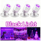 USB UV Black Light LED Mini Spotlights – Connectable 1W UV-A Blacklight for Glow Party, Bedroom Decor, Posters, Halloween & Pet Urine Detection – 2, 4 or 6 Pack