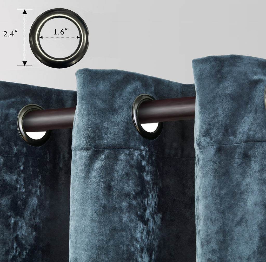 Luxury Distressed Crushed Velvet Curtains - 4-Piece Set (2 Panels + 2 Tiebacks), Grommet Top, Room Darkening | 10 Colors, 3 Sizes