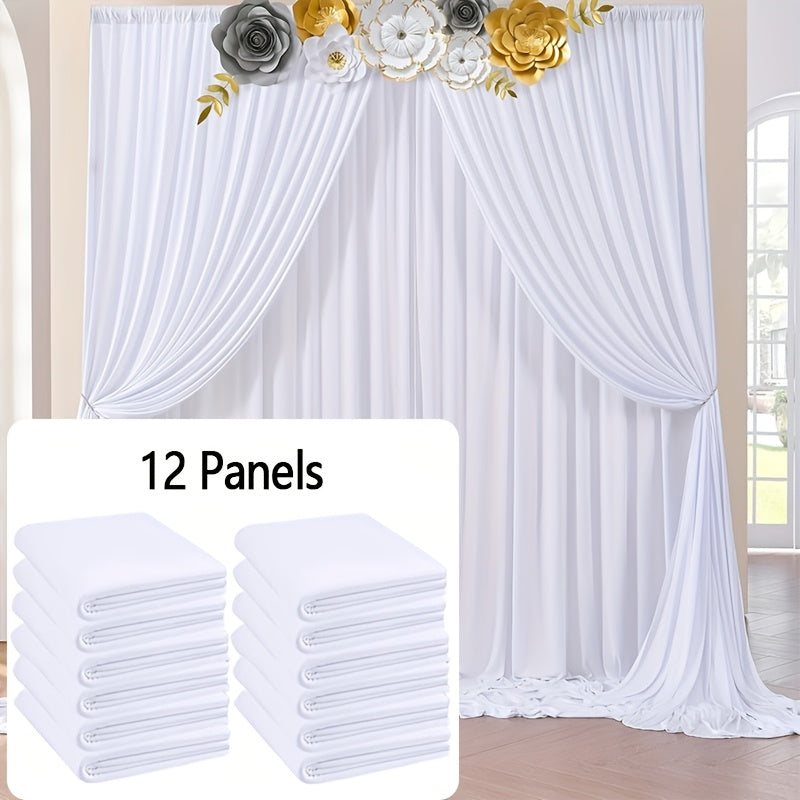 Wrinkle-Free White Backdrop Curtains Polyester, Wedding Party Photo Backdrop Drapes Rod Pocket, Single Panel or Sets of 6 8 12 Pieces