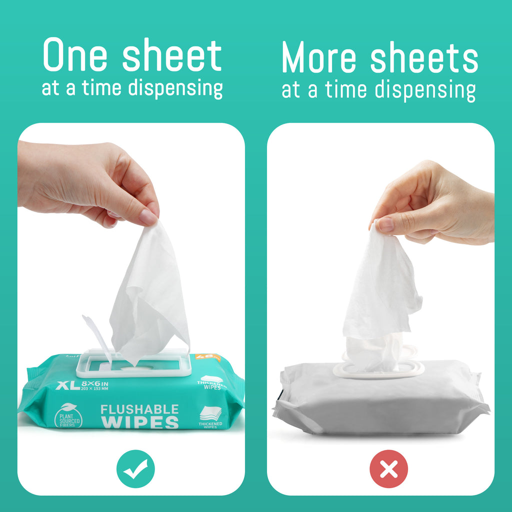 Flushable Wet Wipes 432 Count 9-Pack – Thickened Large 6x8 Inch Butt Wipes for Adults, 48 Wipes per Pack, Gentle Flushable Bathroom Wipes Bulk Value