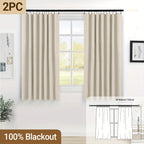 Blackout Curtains for Living Room & Bedroom - 100% Blackout Textured Panels, Thermal Insulated, Rod Pocket & Clip Rings, Multiple Sizes & Colors