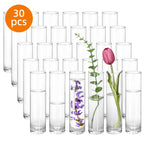 Glass Cylindrical Vase Bulk Set 15 30 50pcs – Handmade Clear Slender Vases for Wedding Centerpieces, Single Rose Display, Desk Aesthetics, Home & Party Table Decoration