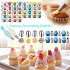 Cake Decorating Kit 236 & 386 Piece Piping Tips Set Stainless Steel Frosting Nozzles with Russian Tips Pastry Bags - Complete Baking Decorating Tools for Beginners