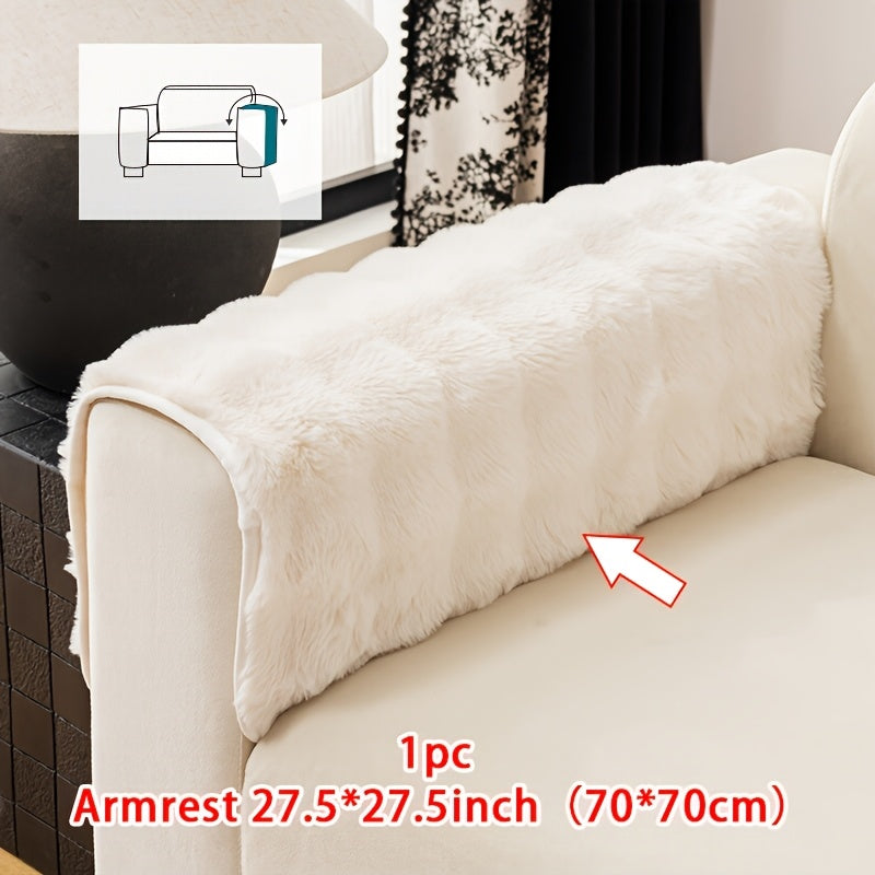Plush Sofa Cover Rabbit Fur Like Cushion – Anti-Slip Wear-Resistant Pet Friendly Sofa Protector, 450-500GSM Polyester, Machine Washable, Home Decor