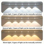 LED Motion Sensor Light Strip USB Rechargeable – Under Cabinet Wardrobe Night Light, 3 Color Modes, Self-Adhesive Magnetic Mount for Kitchen, Bedroom & Shoe Cabinet | 20/30/40cm