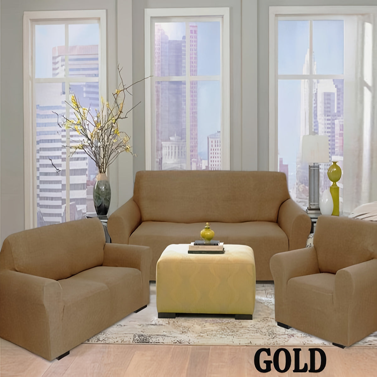 Stretch Sofa Cover Set 2 or 3 Piece Form Fit Wrinkle Free Couch Slipcover for Sofa Loveseat Armchair Polyester Spandex Furniture Protector