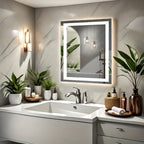 Anti-Fog LED Bathroom Mirror with Dual Light Source & 3-Color Modes | Wall Mount Vanity Mirror | 120V US Plug | 4 Sizes