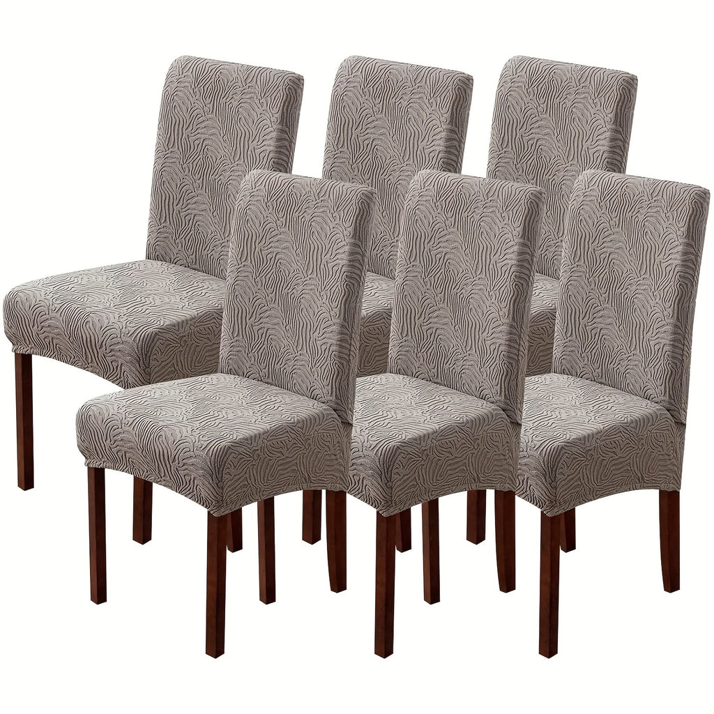 Stretch Jacquard Dining Chair Covers 4/6 Pack – Polar Fleece Slipcovers with Elastic Band, Removable Washable Chair Protector for Dining Room Kitchen Hotel Restaurant Home Decor