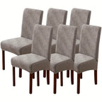 Stretch Jacquard Dining Chair Covers 4/6 Pack – Polar Fleece Slipcovers with Elastic Band, Removable Washable Chair Protector for Dining Room Kitchen Hotel Restaurant Home Decor
