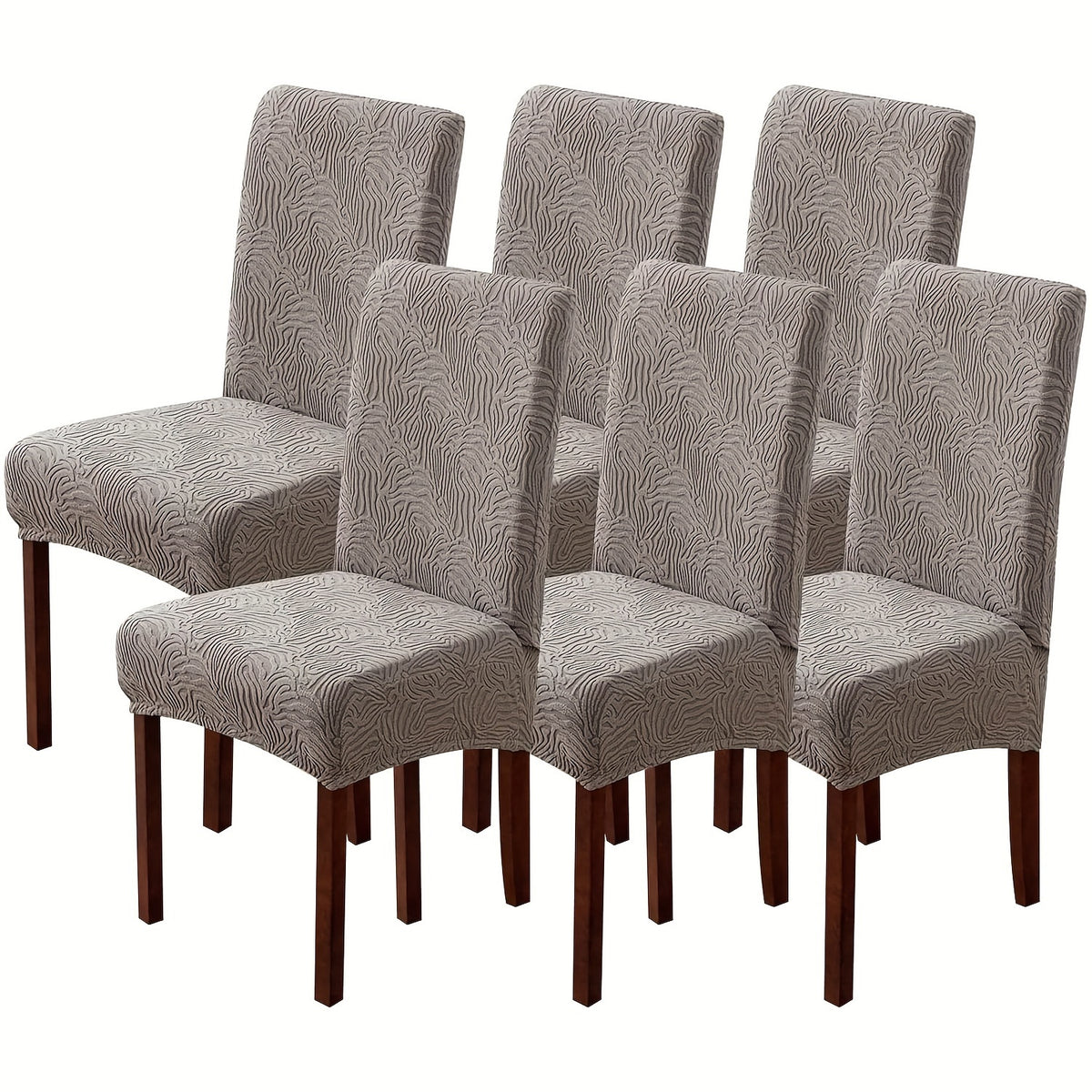 Stretch Jacquard Dining Chair Covers 4/6 Pack – Polar Fleece Slipcovers with Elastic Band, Removable Washable Chair Protector for Dining Room Kitchen Hotel Restaurant Home Decor