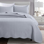 Microfiber Quilt Bedspread Set All Season Lightweight – Soft Breathable Quilted Coverlet Twin Full Queen King 16 Colors Machine Washable