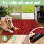 Hallway Runner Rug Non-Slip Vintage Diamond Pattern Machine Washable Rubber Backed – Kitchen, Entryway & Living Room Runner, 5 Sizes, Dark Gray & Dark Red