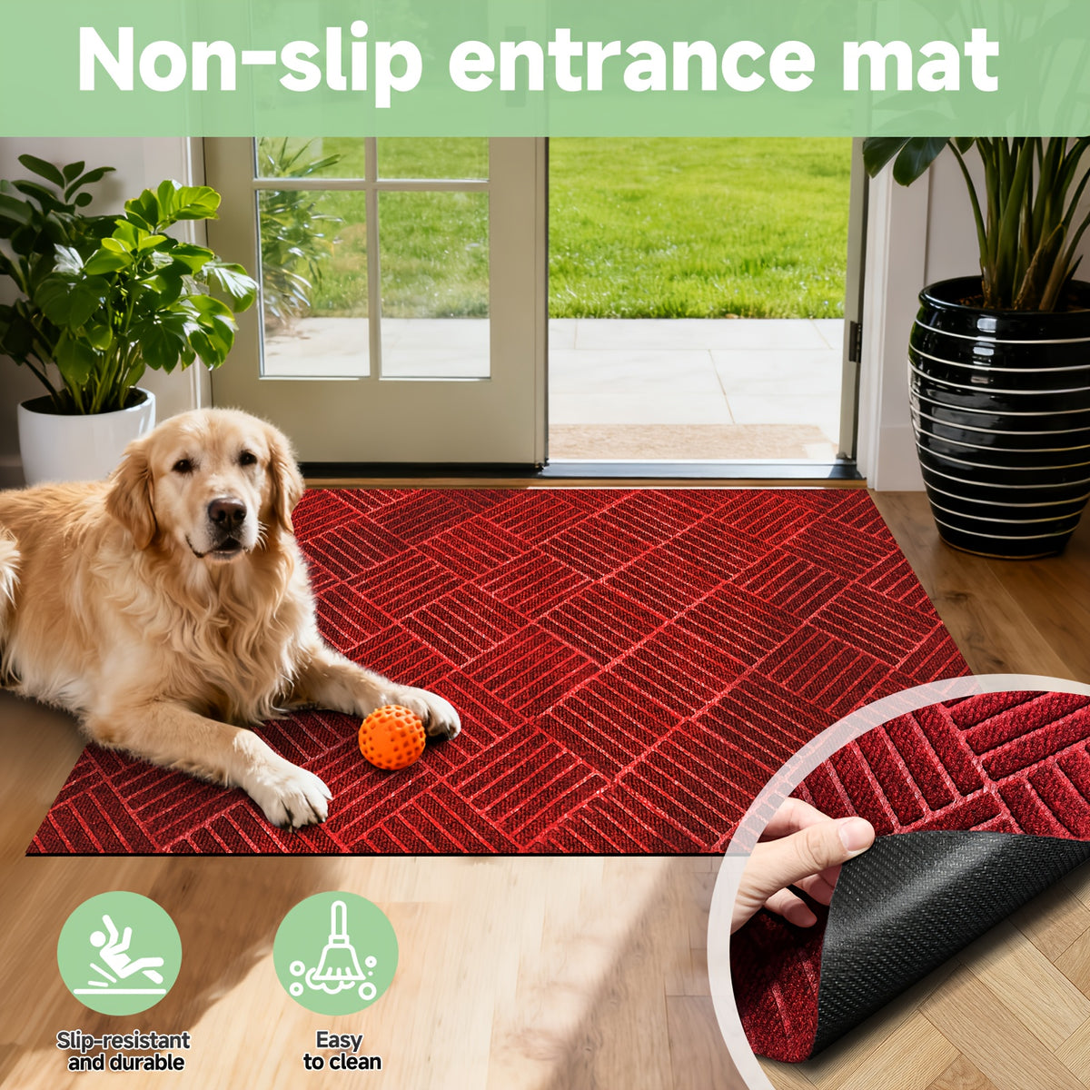 Hallway Runner Rug Non-Slip Vintage Diamond Pattern Machine Washable Rubber Backed – Kitchen, Entryway & Living Room Runner, 5 Sizes, Dark Gray & Dark Red