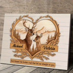 Personalized Couples Canvas Wall Art - Custom Deer & Mountains 2D Flat Print with Two Names, Romantic Gift for Couples, Anniversary Wedding Bedroom Decor