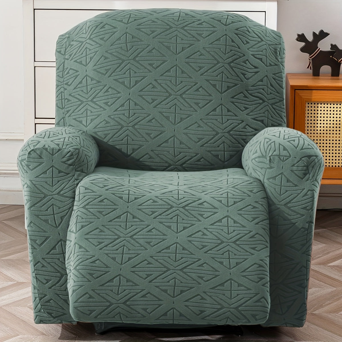 Stretch Recliner Chair Covers 4-Piece Set Non-Slip Elastic Bottom Slipcovers for Reclining Chair – 92% Polyester Polar Fleece Furniture Protector for Living Room Pet Scratch Stain Protection