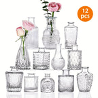Clear Glass Bud Vases Bulk Set 12/24/64pcs - Small Flower Vases for Rustic Wedding Centerpieces, Banquet, Party & Festival Table Decor, Halloween & Christmas Home Restaurant Decoration