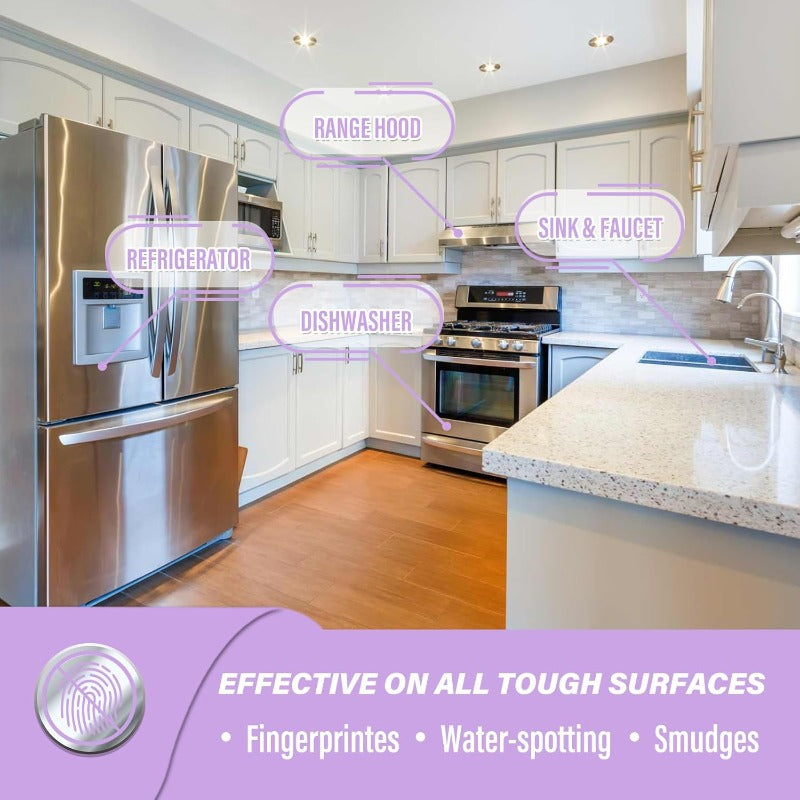 Ceramic Coating Spray for Stainless Steel Appliances - Fingerprint & Stain Repellent, Glossy Shine Formula for Sinks, Countertops & Glass, Citric Acid & Glycerin Formula, Kitchen & Bathroom Use