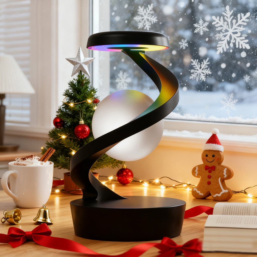 Floating Rotating Lamp with Wireless Charging, Color-Changing LED Table Lamp, Bedside Nightstand Lamp with Atmosphere Night Light – Home & Party Decor