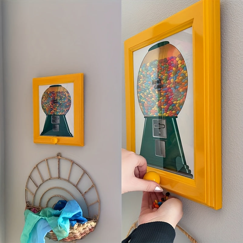 Photo Frame Candy Dispenser Wall Mounted 2-in-1 | Square Picture Display Shelf with Treat Storage for Candies Nuts Pet Treats, Space-Saving Home Office Decor Organizer