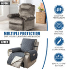 Quilted Recliner Sofa Cover Anti-Slip Wear-Resistant 4-Layer Fabric Dual Side Pockets Machine Washable Pet Home Bedroom Living Room 10 Colors 2 Sizes