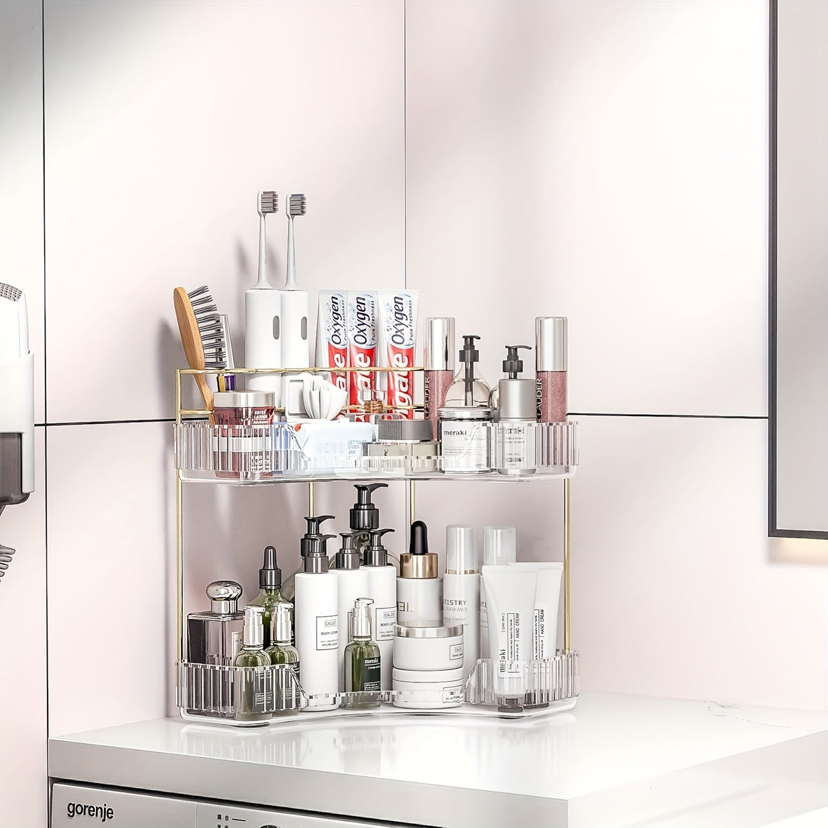 Corner Shower Shelf Bathroom Organizer with 2 or 3 Tiers - Space Saving Corner Storage Rack for Cosmetics, Toothbrush & Toiletries, Lightweight Caddy for Bathroom, Bedroom & Kitchen