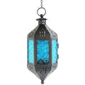 Moroccan Hanging Candle Lantern with Chain – Vintage Boho Style Iron & Glass Tealight Holder for Home, Patio, Garden, Wedding & Ramadan Decor (23.5" Overall)