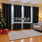 Rod Pocket Blackout Curtains 4 Panels Heavy Duty Coated Lining for Bedroom, Living Room & Office – Modern Room Darkening Thermal Drapes, 2 Sizes