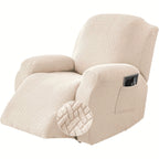 Recliner Sofa Cover 4pcs Set Jacquard Velvet High Elastic with Pocket – Removable Washable Chair & Sofa Protection Cover for Home Hotel, 7 Colors