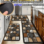 Vintage Plaid Kitchen Floor Mat Set – Diatom Mud Rubber, Absorbent, Non-Slip, Fast Drying, Machine Washable | Kitchen, Bathroom & Hallway | 2-Piece & 3-Piece | Nuvia Haven
