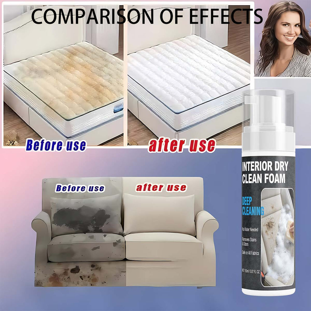 No-Water Fabric & Upholstery Stain Remover 150ml – Safe Dry Cleaner for Sofas, Mattresses, Carpets, Clothing & Curtains, Powerfully Breaks Down Stains, No Rinse Needed, Easy to Use