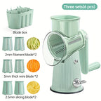 5-in-1 Rotary Cheese Grater with Interchangeable Blades, Suction Cup Base & Handle – Manual Vegetable Slicer Shredder for Cheese, Fruits, Nuts & Vegetables – Easy Clean Kitchen Tool Set