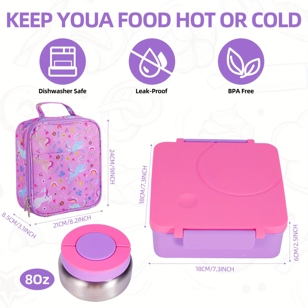 Insulated Lunch Box Set with Stainless Steel Thermal Soup Cup, Thermal Lunch Bag & Utensils – Kids & Adult Bento Lunch Kit