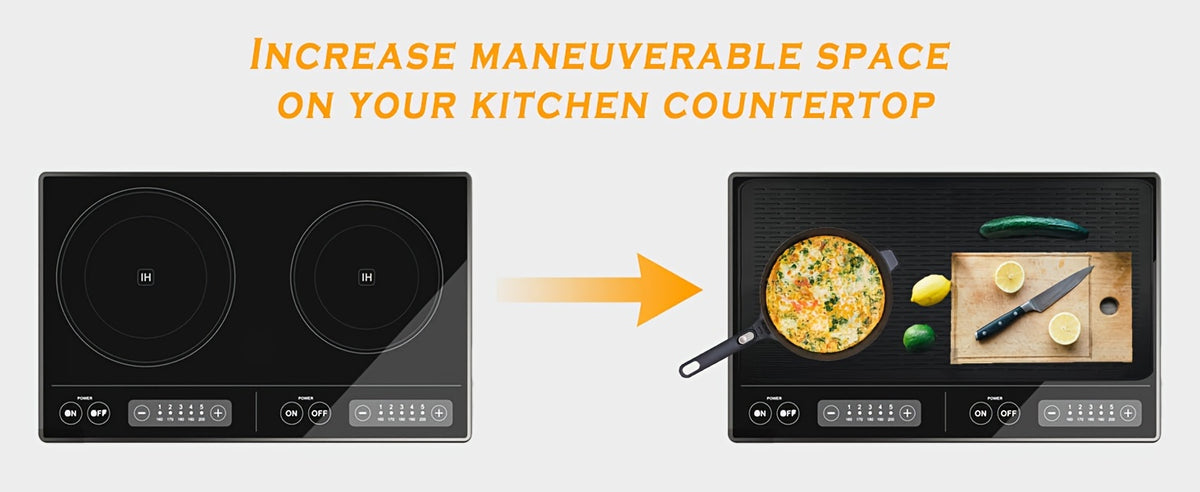 Silicone Stove Top Cover & Dish Drying Mat - 28x20 Inch, Heat Resistant to 450°F, Fits Electric & Glass Stovetops, Black
