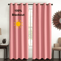 100% Blackout Solid Color Grommet Curtains 2 Panels - Lightweight Thermal Insulated Noise Reducing Light Blocking Drapes in Gray Beige Pink, 52W x 63 84 96 Inch, Bedroom Living Room
